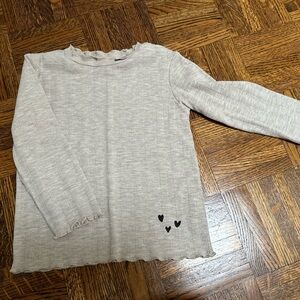Zara Kids Light tan mock Long Sleeve Tee with Heart Accents
